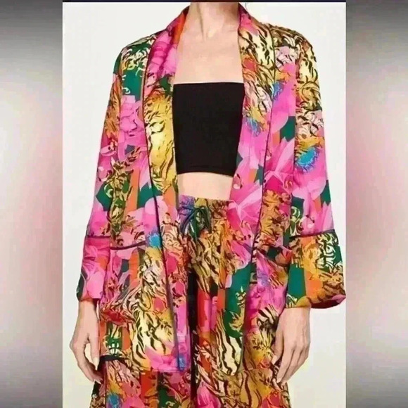 loragal Other - Silk Kimono Pajama Blouse Beach Coverup NEW Satin Animal Print Ibiza NWT